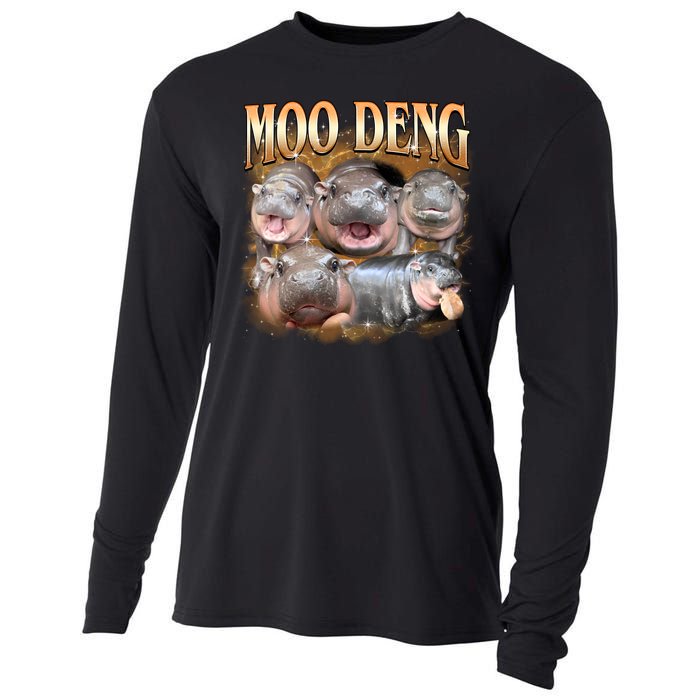 Gold Moo Deng Meme Hippo Funny Cooling Performance Long Sleeve Crew