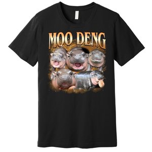 Gold Moo Deng Meme Hippo Funny Premium T-Shirt