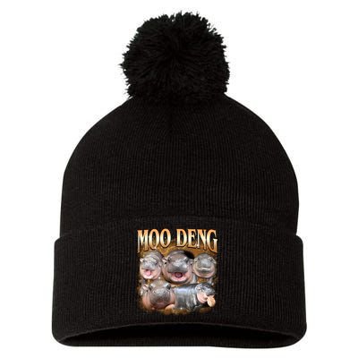 Gold Moo Deng Meme Hippo Funny Pom Pom 12in Knit Beanie