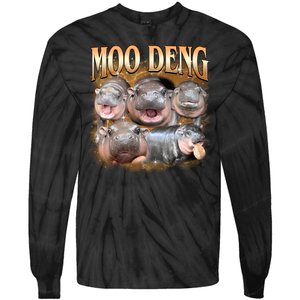 Gold Moo Deng Meme Hippo Funny Tie-Dye Long Sleeve Shirt