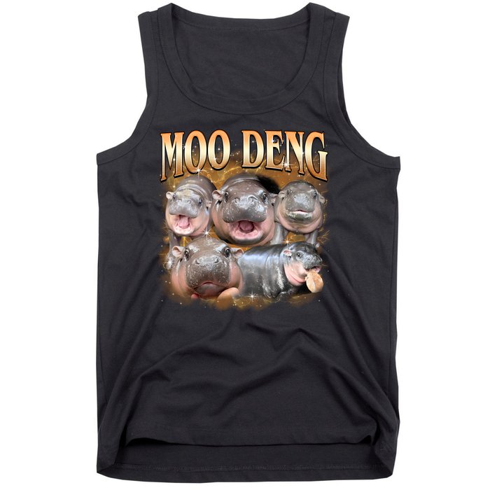 Gold Moo Deng Meme Hippo Funny Tank Top