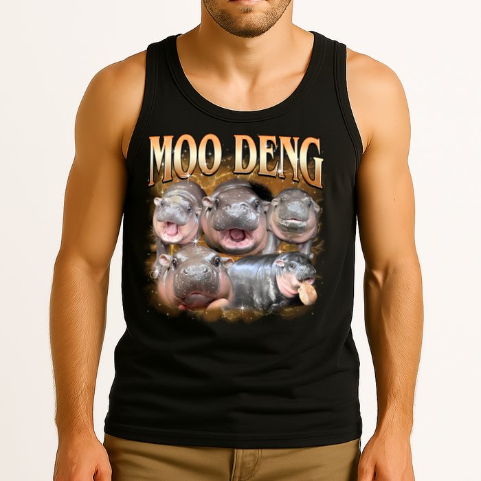 Gold Moo Deng Meme Hippo Funny Tank Top