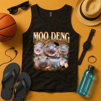 Gold Moo Deng Meme Hippo Funny Tank Top