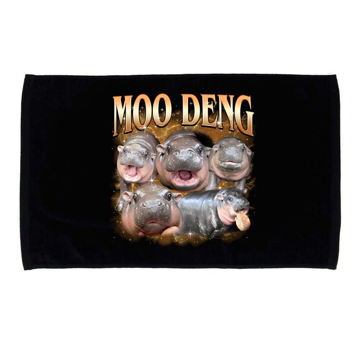Gold Moo Deng Meme Hippo Funny Microfiber Hand Towel