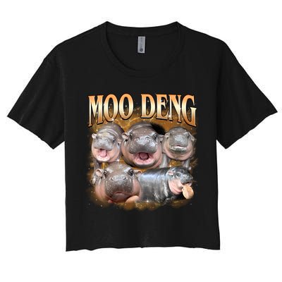 Gold Moo Deng Meme Hippo Funny Crop Top