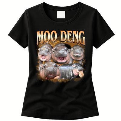Gold Moo Deng Meme Hippo Funny Women's T-Shirt