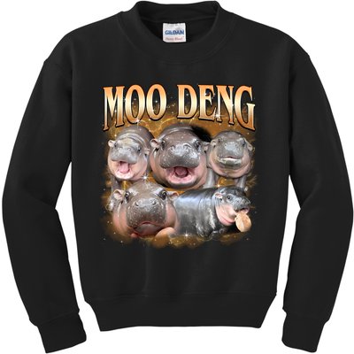 Gold Moo Deng Meme Hippo Funny Kids Sweatshirt