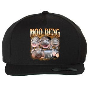 Gold Moo Deng Meme Hippo Funny Wool Snapback Cap