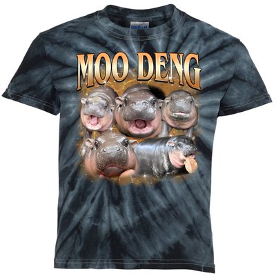 Gold Moo Deng Meme Hippo Funny Kids Tie-Dye T-Shirt