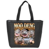 Gold Moo Deng Meme Hippo Funny Zip Tote Bag