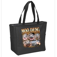 Gold Moo Deng Meme Hippo Funny Zip Tote Bag