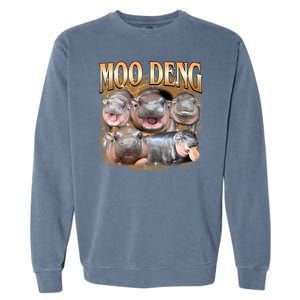 Gold Moo Deng Meme Hippo Funny Garment-Dyed Sweatshirt