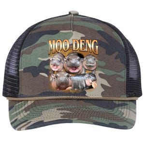 Gold Moo Deng Meme Hippo Funny Retro Rope Trucker Hat Cap