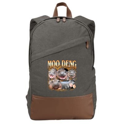 Gold Moo Deng Meme Hippo Funny Cotton Canvas Backpack