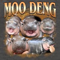 Gold Moo Deng Meme Hippo Funny Vector Backpack