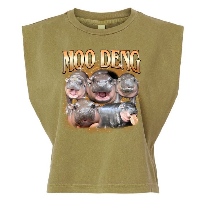 Gold Moo Deng Meme Hippo Funny Garment-Dyed Women's Muscle Tee