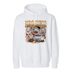 Gold Moo Deng Meme Hippo Funny Garment-Dyed Fleece Hoodie