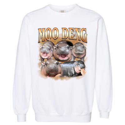 Gold Moo Deng Meme Hippo Funny Garment-Dyed Sweatshirt