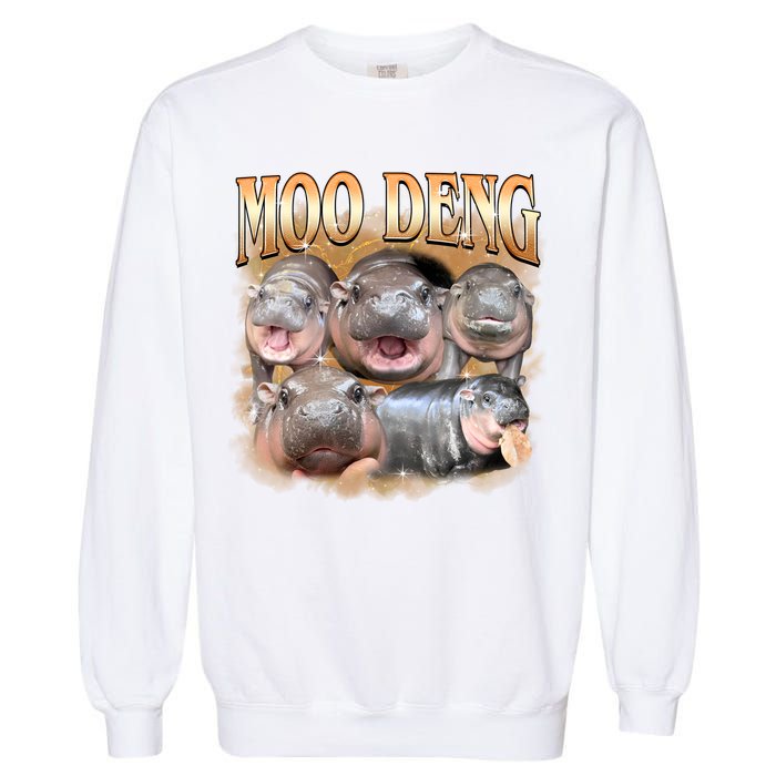 Gold Moo Deng Meme Hippo Funny Garment-Dyed Sweatshirt