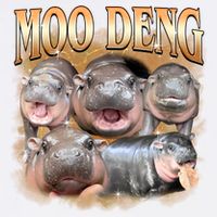 Gold Moo Deng Meme Hippo Funny Garment-Dyed Sweatshirt