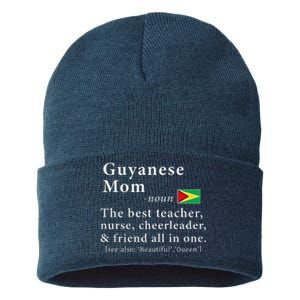 Guyanese Mom Definition Guyana Flag Mothers Day Sustainable Knit Beanie