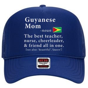 Guyanese Mom Definition Guyana Flag Mothers Day High Crown Mesh Back Trucker Hat