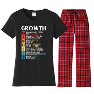 Growth Mindset Definition Motivational Quote Inspiration Women's Flannel Pajama Set