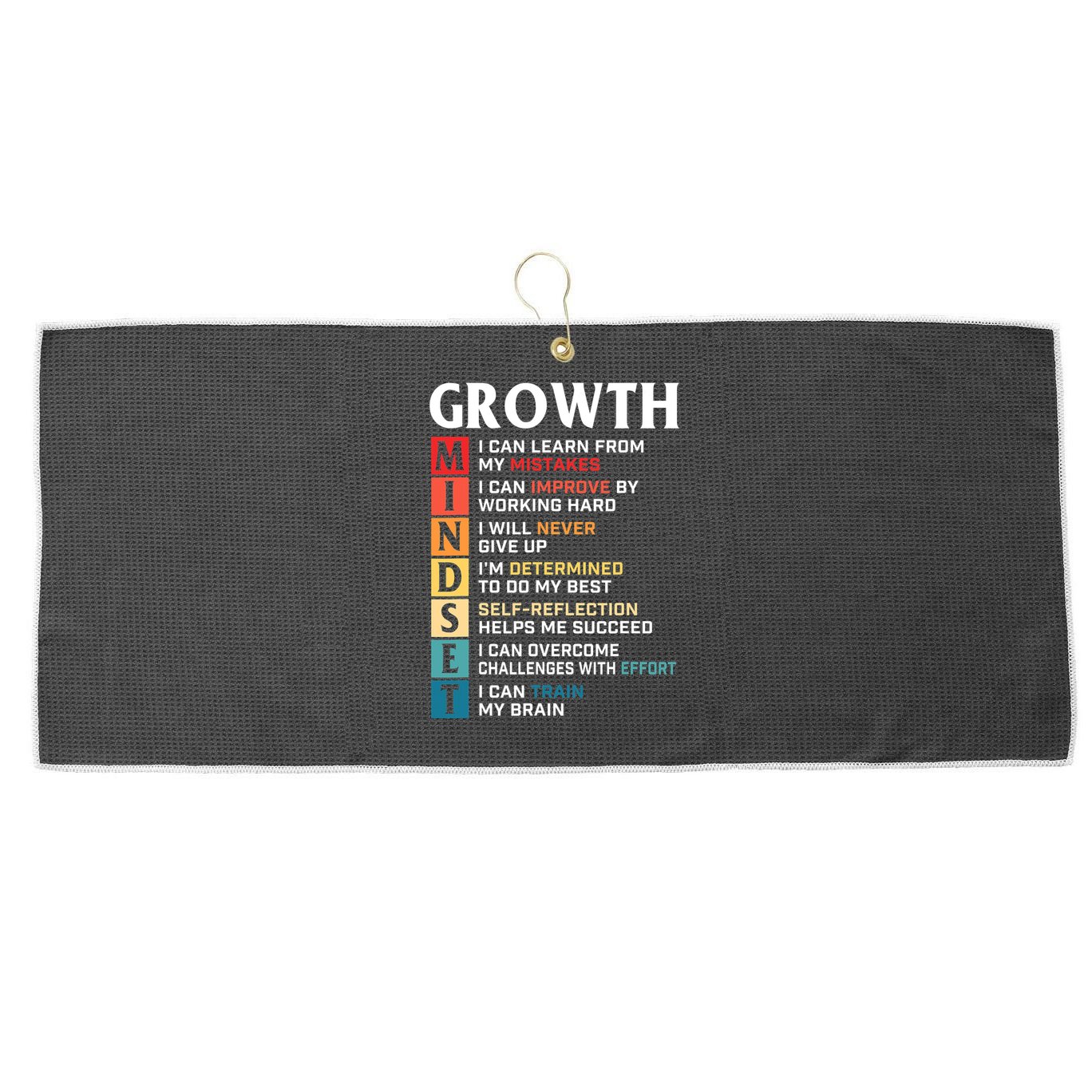 Growth Mindset Definition Motivational Quote Inspiration Large Microfiber Waffle Golf Towel