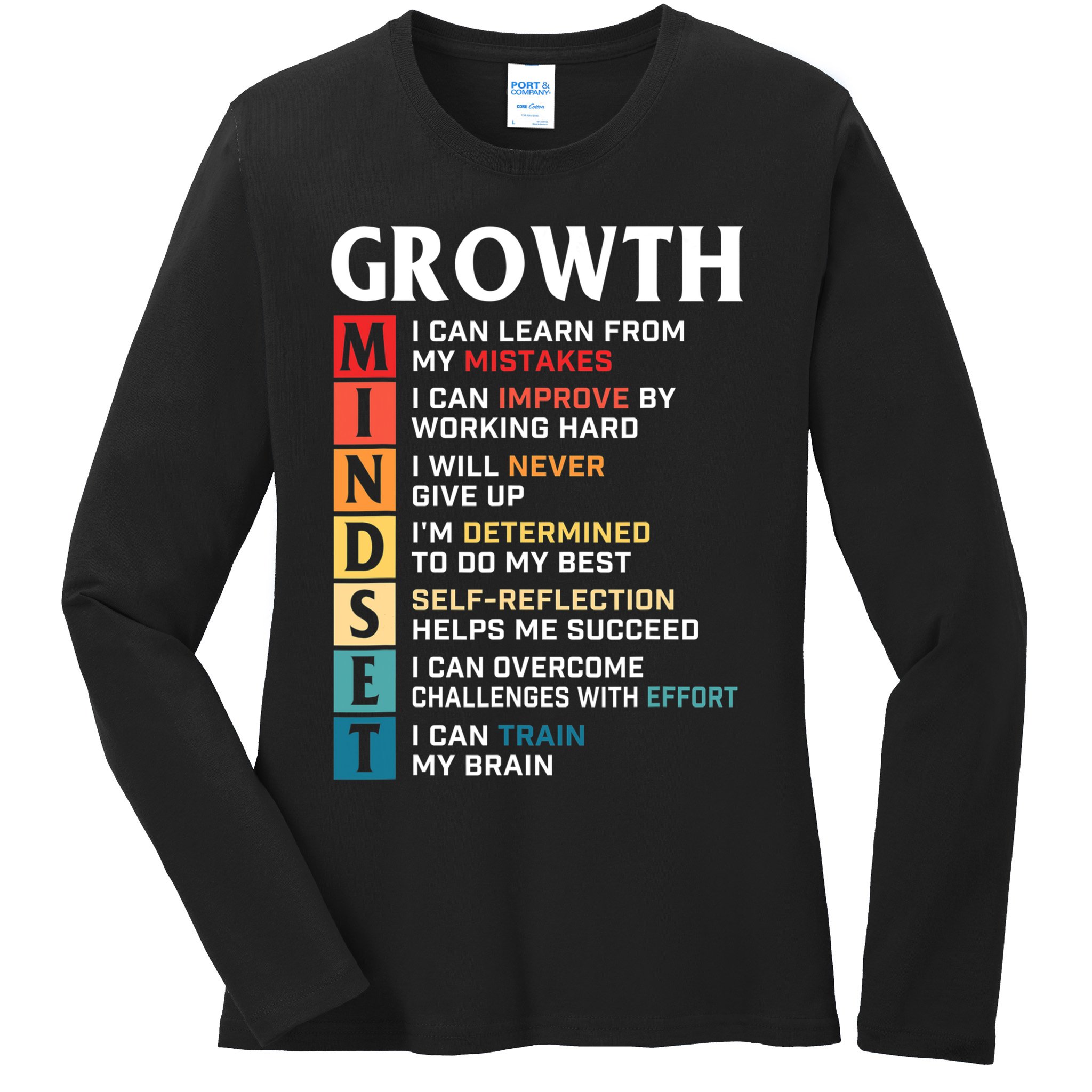Growth Mindset Definition Motivational Quote Inspiration Ladies Long Sleeve Shirt