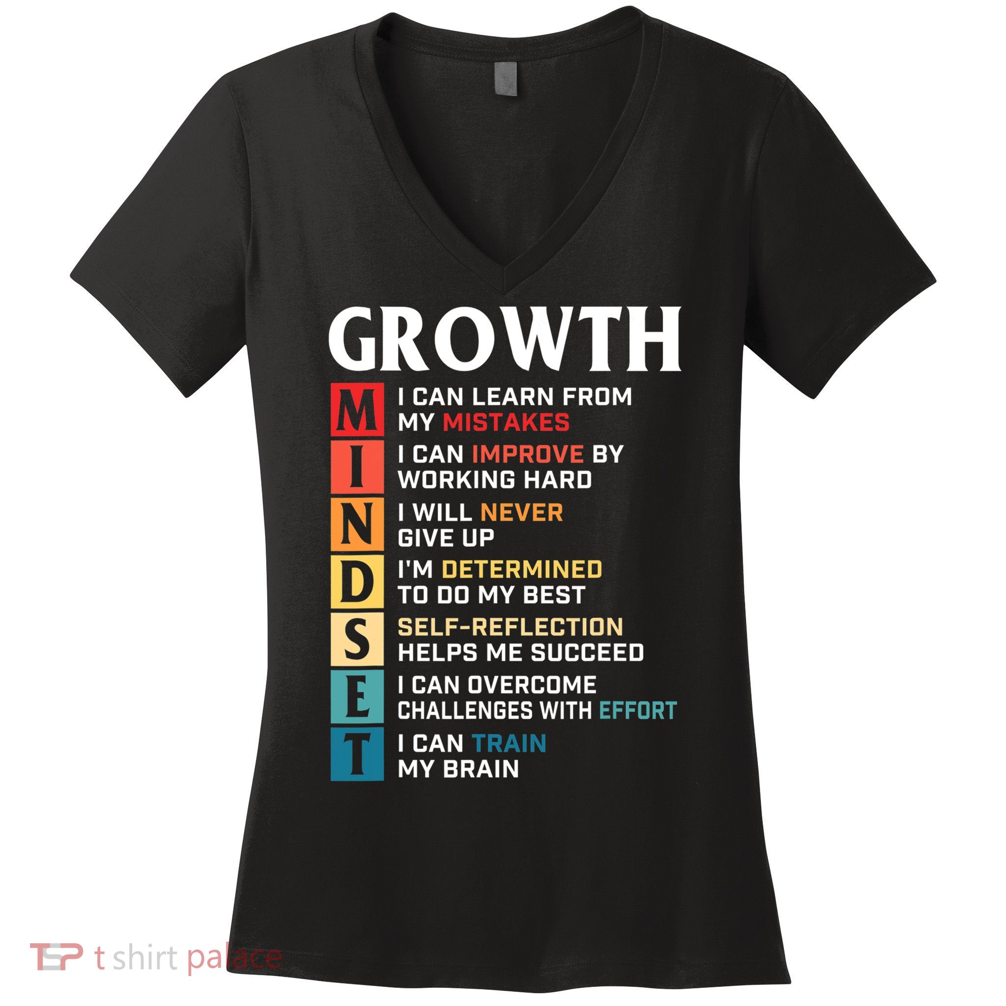 Growth Mindset Definition Motivational Quote Inspiration Women's V-Neck T-Shirt