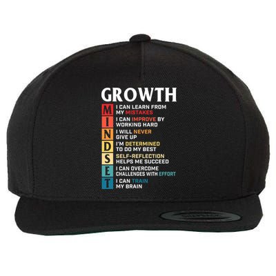Growth Mindset Definition Motivational Quote Inspiration Wool Snapback Cap