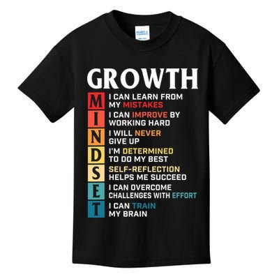 Growth Mindset Definition Motivational Quote Inspiration Kids T-Shirt