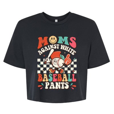 Groovy Mother's Day Hippie Moms Against White Baseball Pants Bella+Canvas Jersey Crop Tee