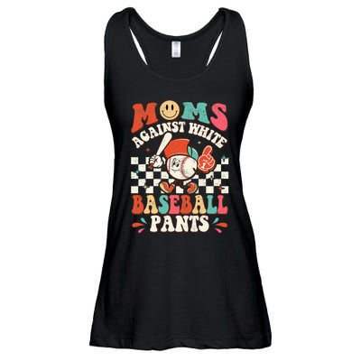 Groovy Mother's Day Hippie Moms Against White Baseball Pants Ladies Essential Flowy Tank