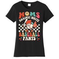 Groovy Mother's Day Hippie Moms Against White Baseball Pants Women's T-Shirt