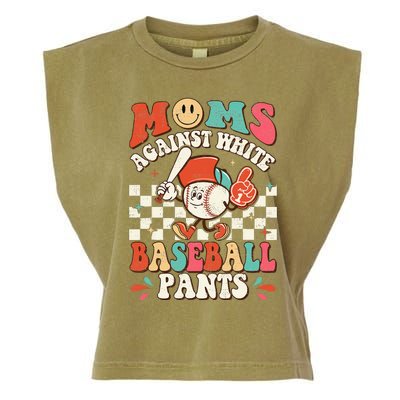 Groovy Mother's Day Hippie Moms Against White Baseball Pants Garment-Dyed Women's Muscle Tee