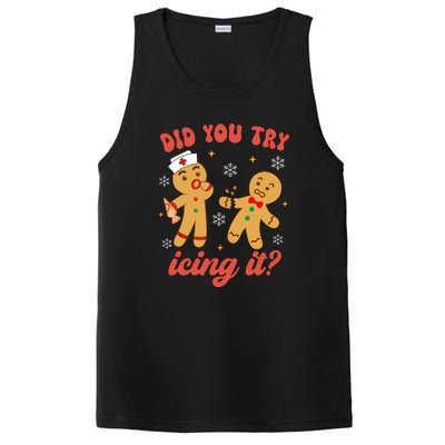 Gingerbread Man Did You Try Icing It Funny Christmas Nurse Gift PosiCharge Competitor Tank