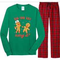 Gingerbread Man Did You Try Icing It Funny Christmas Nurse Gift Long Sleeve Pajama Set