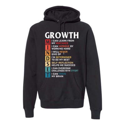 Growth Mindset Definition Motivational Quote Inspiration Premium Hoodie