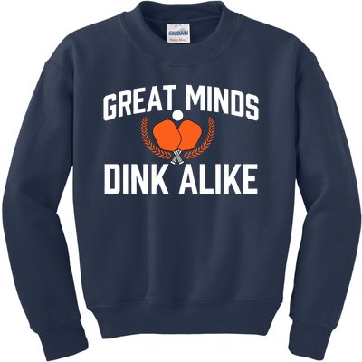 Great Minds Dink Alike Pickleball Player Pickleballers Kids Sweatshirt