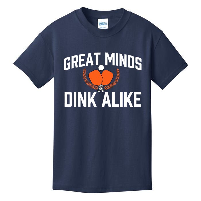 Great Minds Dink Alike Pickleball Player Pickleballers Kids T-Shirt