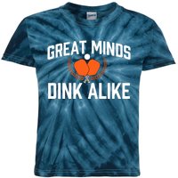 Great Minds Dink Alike Pickleball Player Pickleballers Kids Tie-Dye T-Shirt