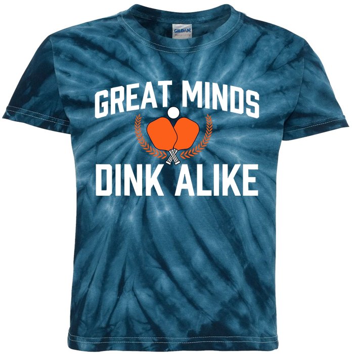 Great Minds Dink Alike Pickleball Player Pickleballers Kids Tie-Dye T-Shirt