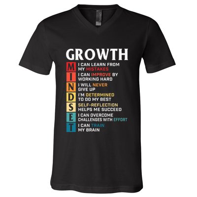 Growth Mindset Definition Motivational Quote Inspiration V-Neck T-Shirt
