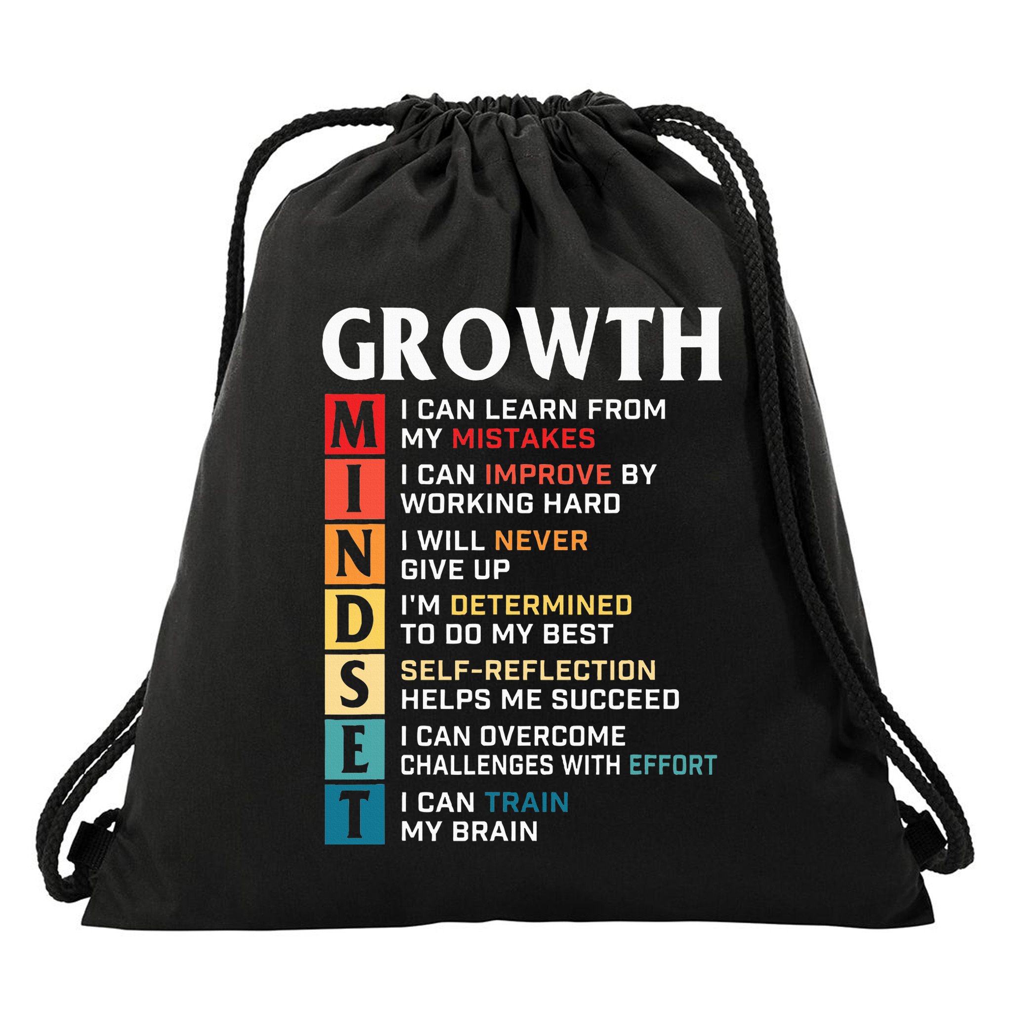 Growth Mindset Definition Motivational Quote Inspiration Drawstring Bag