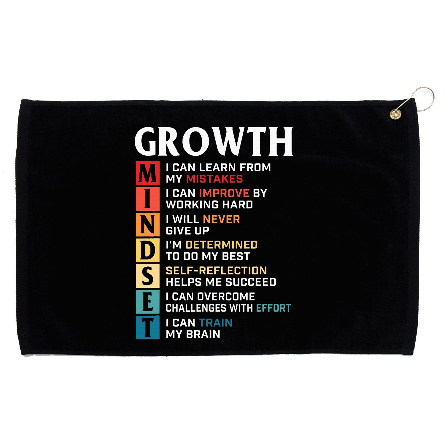Growth Mindset Definition Motivational Quote Inspiration Grommeted Golf Towel