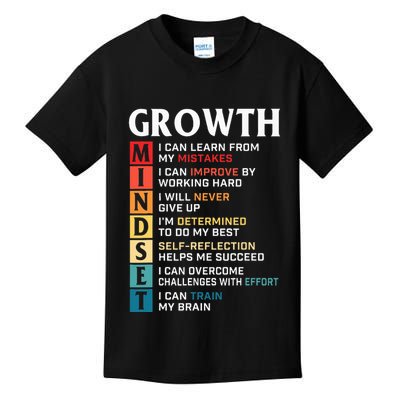 Growth Mindset Definition Motivational Quote Inspiration Kids T-Shirt