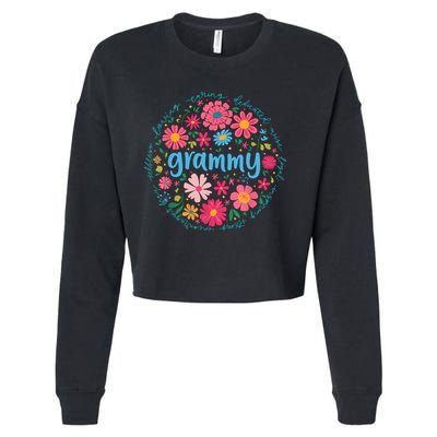 Grammy Mothers Day For Grandma Wildflower Floral Women  Cropped Pullover Crew