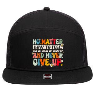 Growth Mindset Definition Motivational Quote Inspiration 7 Panel Mesh Trucker Snapback Hat