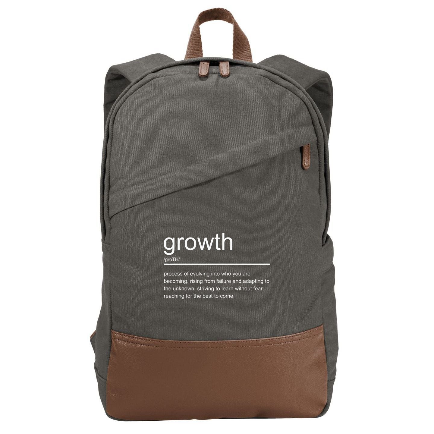 Growth Mindset Definition Quotes Entrepreneur Gifts School Cotton Canvas Backpack